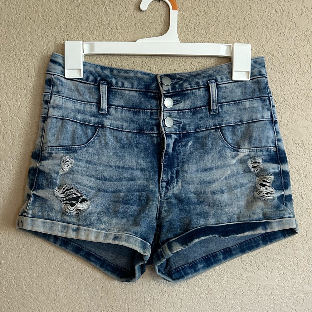 Distressed High Waisted Jean Shorts Size 4